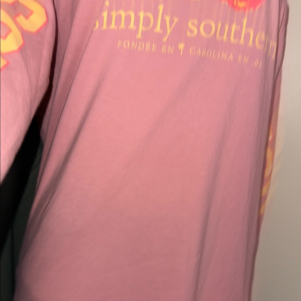 Simply Southern Peachy Long Sleeve Shirt - Pink and Yellow - Picture 2 of 6
